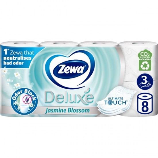 Zewa Deluxe Jasmine Blossom, hartie igienica 3 straturi, 8 role