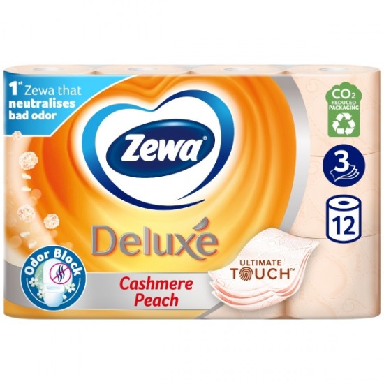 Zewa Deluxe Cashmere Peach, hartie igienica 3 straturi, 12 role