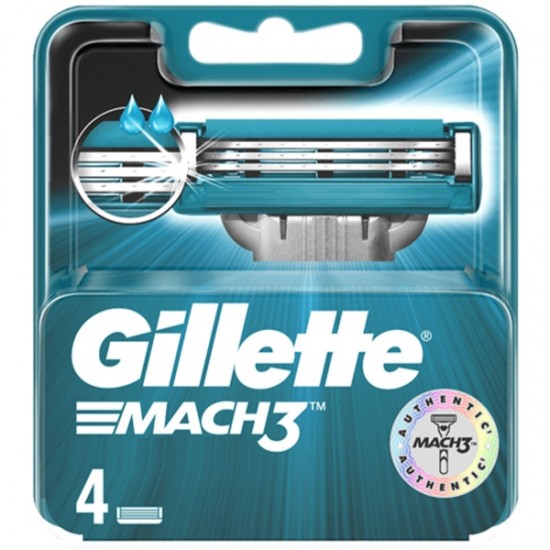 Gillette Mach3, rezerve aparat ras cu 4 lame, 4 buc/set