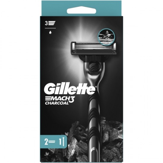 Gillette Mach3 Charcoal, maner aparat ras + 2 rezerve