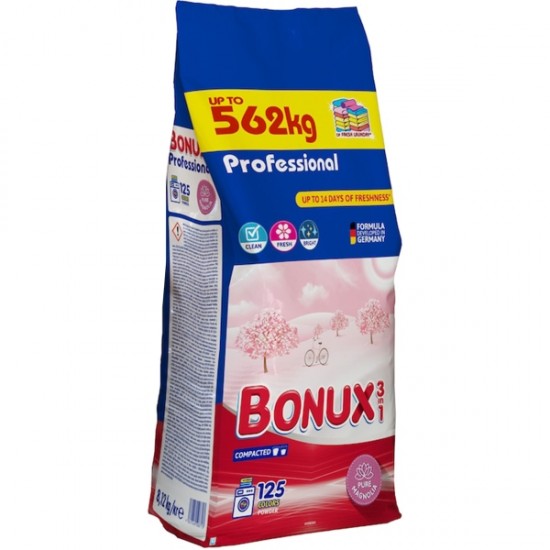 Bonux Profesional Pure Magnolia, detergent pudra automat, 8.12 kg, 125 spalari