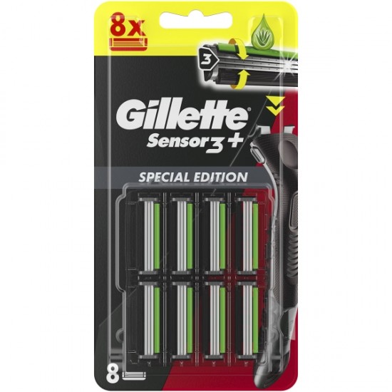Gillette Sensor3+ Black, rezerve aparat ras cu 3 lame, 8 buc/set