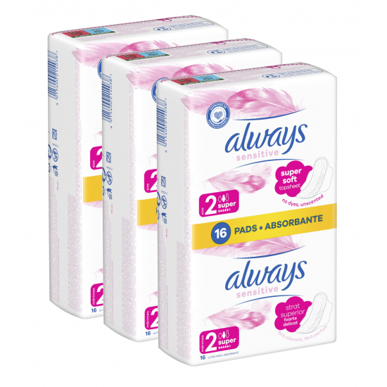 Always Sensitive Super Soft, absorbante periodice, 3 x 16, 48 buc