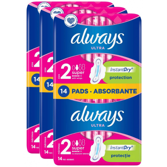 Always Ultra, absorbante periodice cu aripioare, 3 pachete x 14, 42 buc