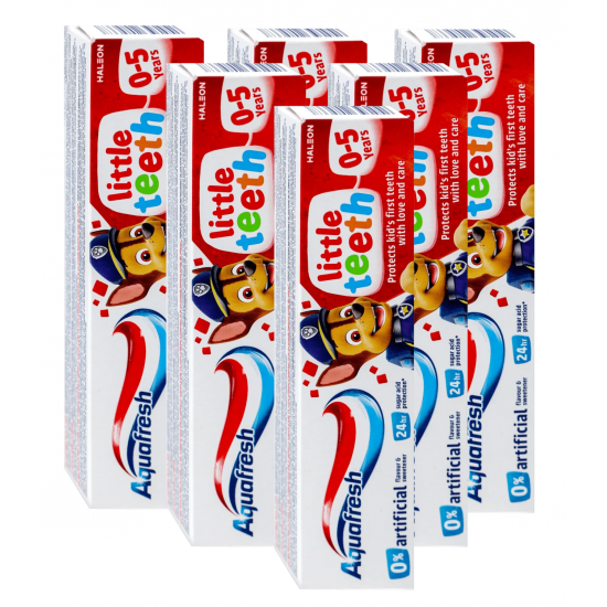 Aquafresh Little Teeth 0-5 ani, pasta dinti copii, 6 buc x 50 ml