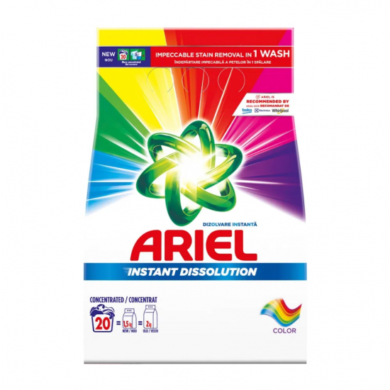 Ariel Color, detergent rufe pudra dizolvare instanta, 20 spalari, 1.5 kg