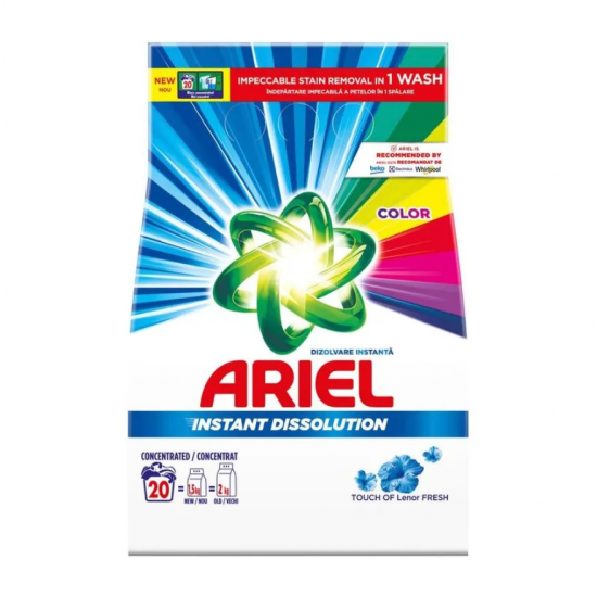 Ariel Touch of Lenor, detergent rufe pudra dizolvare instanta, 20 spalari, 1.5 kg