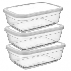 Hiperdino, cutie alimente dreptunghiulara din plastic, 3 buc x 1500 ml