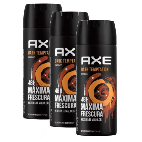 Axe Dark Temptation, deodorant spray barbati, 3 buc x 150 ml