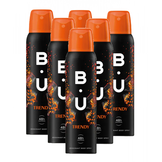 B.U. Trendy, deodorant spray femei, 6 x 150 ml