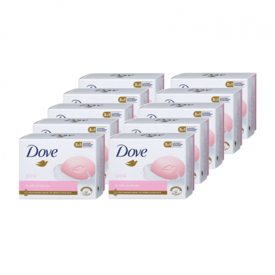 Dove Pink, sapun solid cu 1/4 crema hidratanta, 10 buc/set, 90 gr.