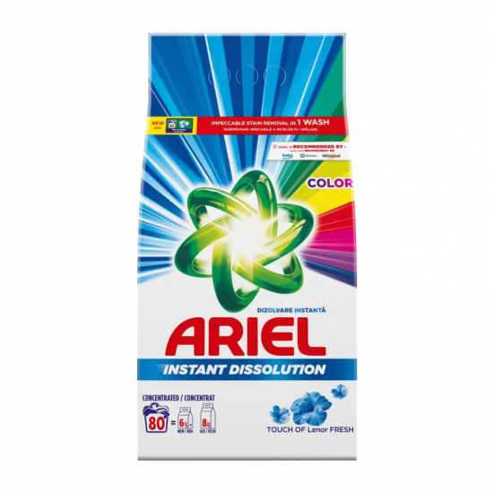 Ariel Color Touch of Lenor, detergent rufe pudra, 80 spalari, 6 kg