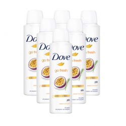 Dove Go Fresh Fruit Passion & Lemongrass, deodorant spray femei, 48h protectie, 6 x 150 ml