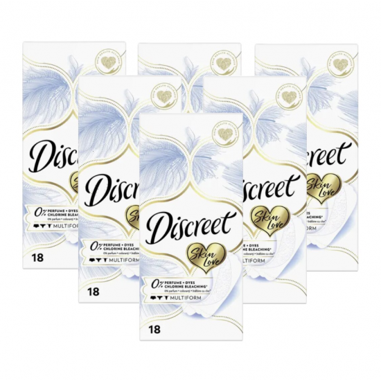 Discreet Skin Love, absorbante zilnice,  0% parfum, 6x18, 108 buc