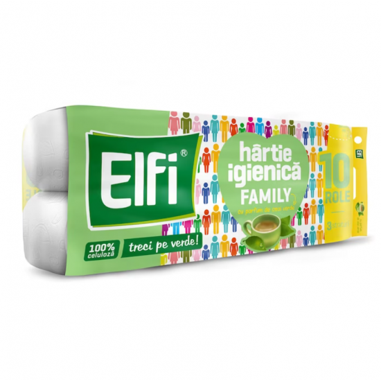 Elfi Green Tea, hartie igienica 3 straturi, 10 role