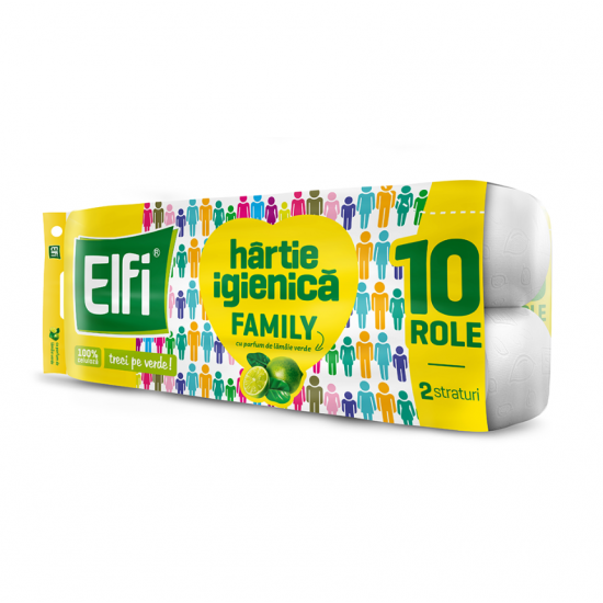 Elfi Green Lemon, hartie igienica 2 straturi, 10 role