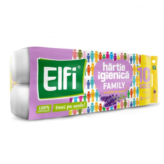 Elfi Lavander, hartie igienica 3 straturi, 10 role