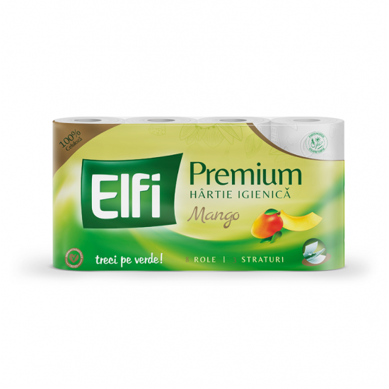 Elfi Premium Mango, hartie igienica 3 straturi, 8 role