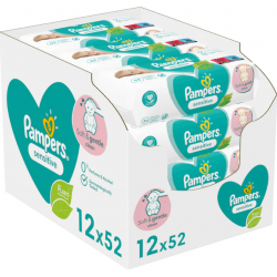 Pampers Sensitive, servetele umede bebelusi, 12x52, 624 buc