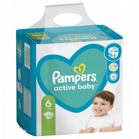 Pampers Active Baby, scutece marimea 6, 13-18 kg, 56 buc
