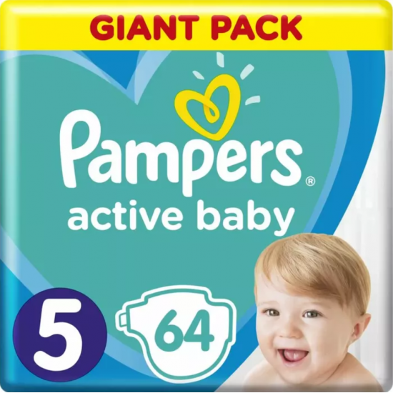 Pampers Active Baby, scutece marimea 5, 11-16 kg, 64 buc