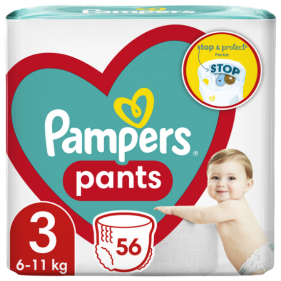 Pampers Pants, scutece marimea 3, 6-11 kg, 56 buc