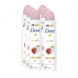 Dove Go Fresh, antiperspirant cu extract de rodie, 48h protectie, 0% alcool, 6x150 ml