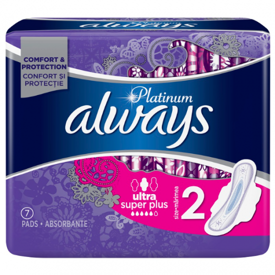 Always Platinum Super Plus, absorbante periodice de zi, 7 buc/pachet