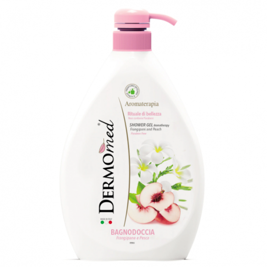 Dermomed Aromaterapia, gel de dus cu flori de frangipan si piersica alba, 1000 ml