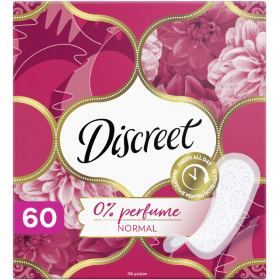 Discreet 0% parfum, absorbante zilnice, 60 buc/pachet