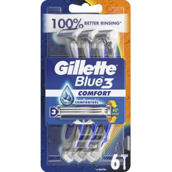 Gillette Blue3 Comfort, aparat de ras 3 lame, 6 buc/pachet