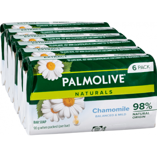 Palmolive Naturals Balanced&Mild, sapun solid cu extract de musetel, 6x90 gr