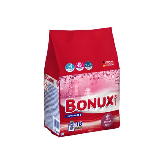 Bonux Color 3in1 Radiant Rose, detergent rufe pudra, 18 spalari, 1.17 kg