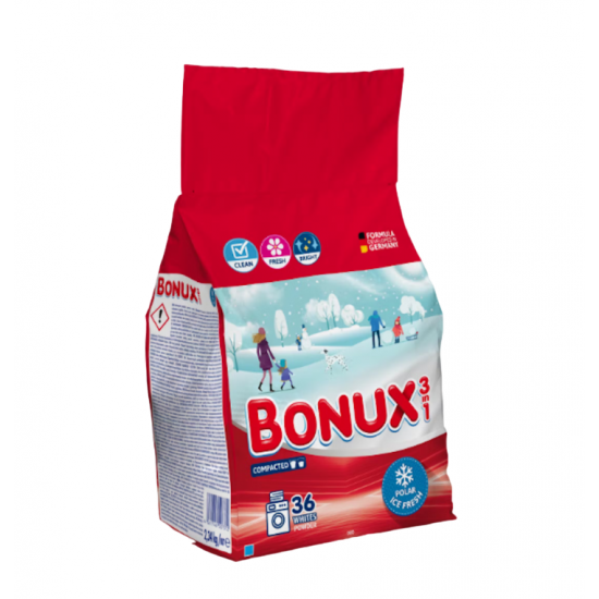 Bonux 3in1 Ice Fresh, detergent rufe pudra, 36 spalari, 2.34 kg