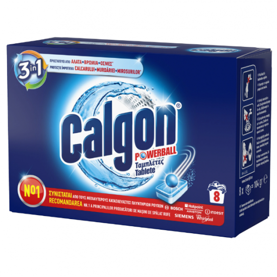 Calgon 3in1 Powerball, tablete anticalcar, 8 buc/pachet