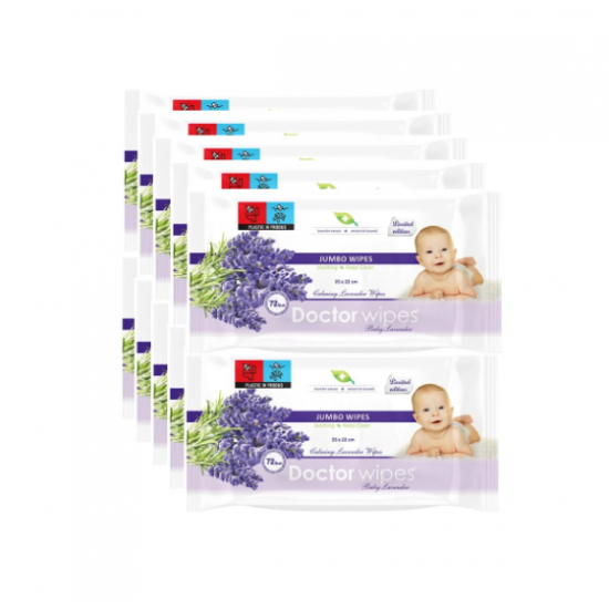 Doctor Wipes Lavander, servetele umede bebe, 10x72, 720 buc