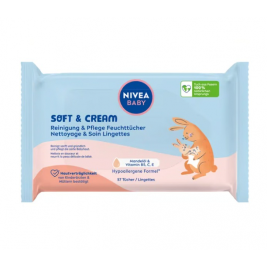 Nivea Soft & Cream cu ulei de migdale, servetele umede biodegradabile, 12x57, 684 buc