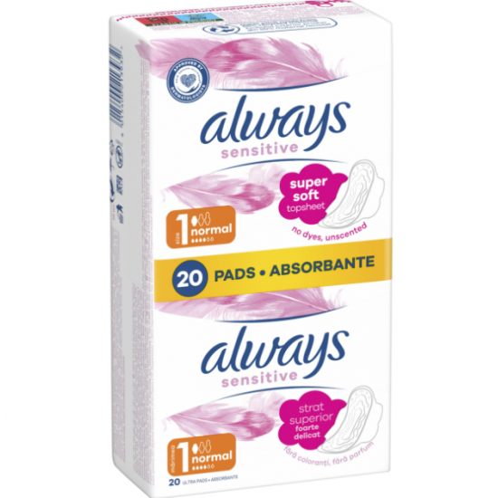 Always Sensitive, absorbante periodice de zi, 20 buc/pachet