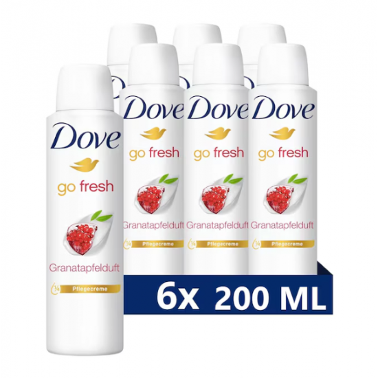 Dove Go Fresh, deodorant spray femei  cu extract de rodie, 6 x 200 ml