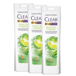 Clear Scalp Oil Control, sampon anti-matreata pentru femei, 3 x 360 ml