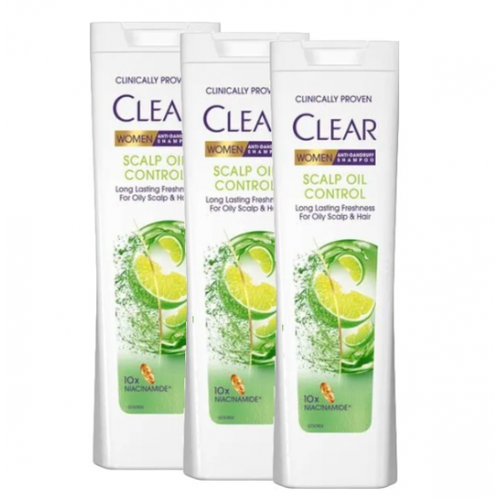 Clear Scalp Oil Control, sampon anti-matreata pentru femei, 3 x 360 ml