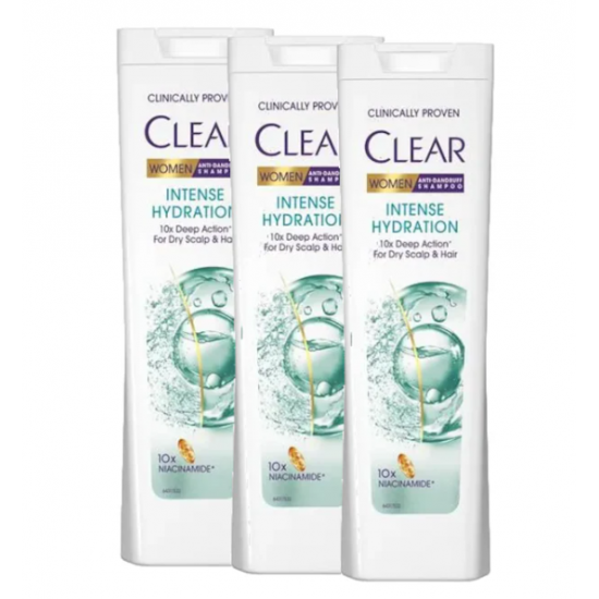 Clear Intense Hydration, sampon anti-matreata, 3 x 360 ml