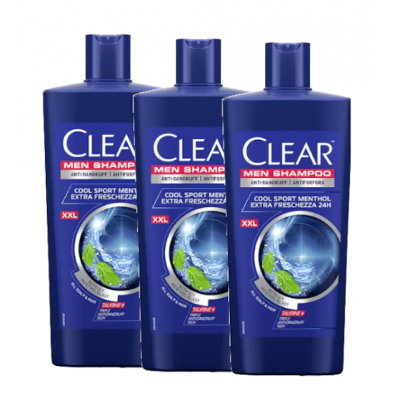 Clear Men Cool Sport , sampon anti-matreata pentru barbati, 3 x 610 ml