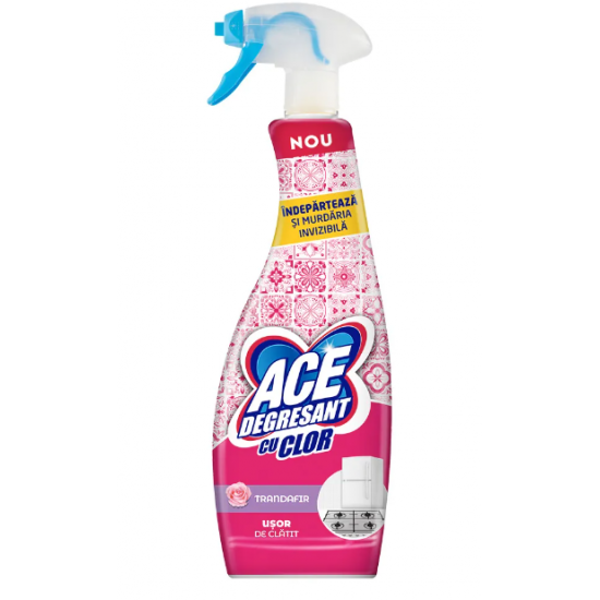 Ace Lemon, degresant spray bucatarie cu clor de trandafir, 650 ml