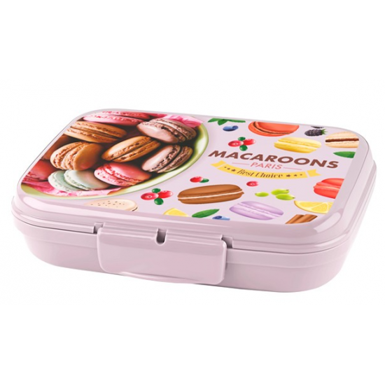 Hiperdino Macarons, cutie alimentara sandwich, 16 x 13 x 4 cm, 600 ml