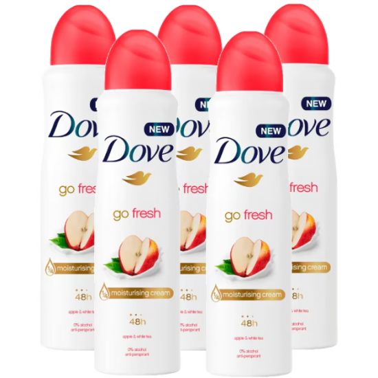 Dove Go Fresh Apple, deodorant spray femei, 5 x 250 ml