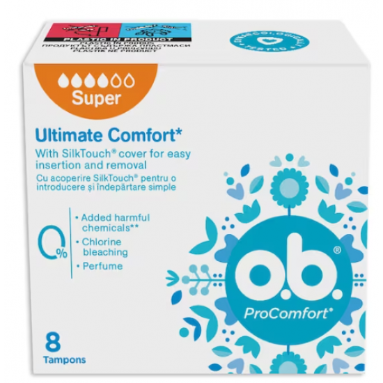 O.B. Pro Comfort Super, tampoane interne, 8 buc / pachet