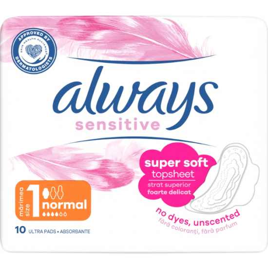 Always Sensitive, absorbante periodice de zi, 10 buc/pachet
