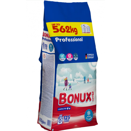Bonux Professional Ice Fresh 3in1, detergent pudra automat, 125 spalari, 8.12 kg