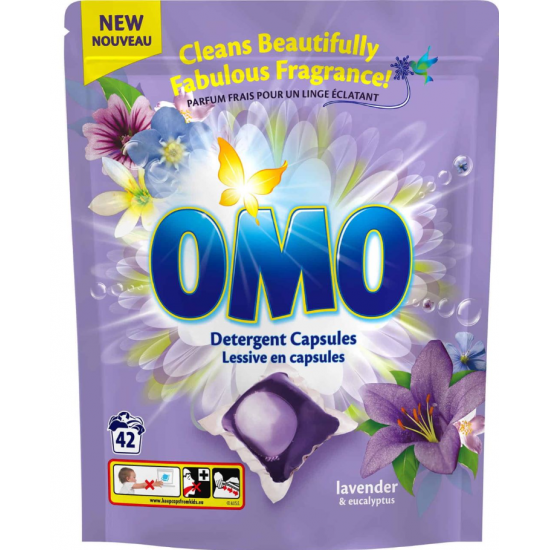 Omo Lavander & Eucalyptus, detergent rufe automat, 42 capsule